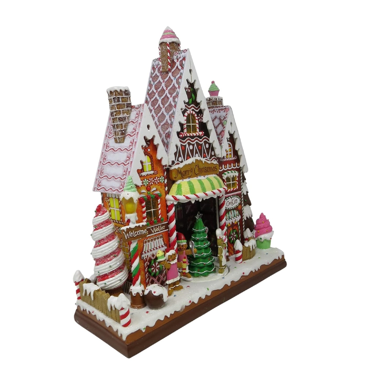 Musical LED Lighted Candy Store With Rotating Figures, 15.5"