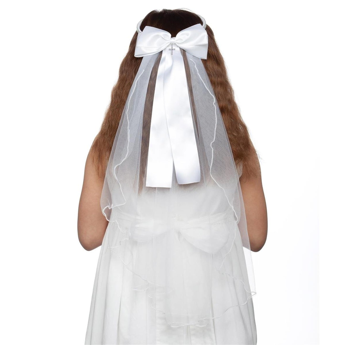 Olivia First Communion Veil with Rhinestone Band & Bow by Roman 