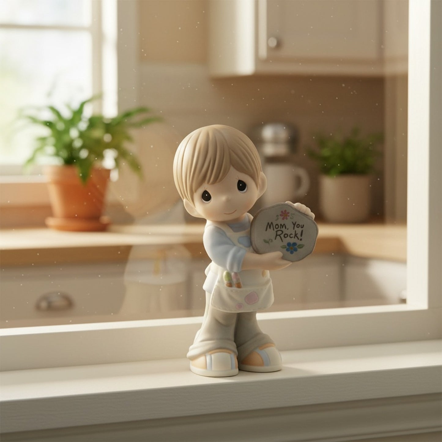 Precious Moments "Mom, You Rock!" Brunette Boy Figurine