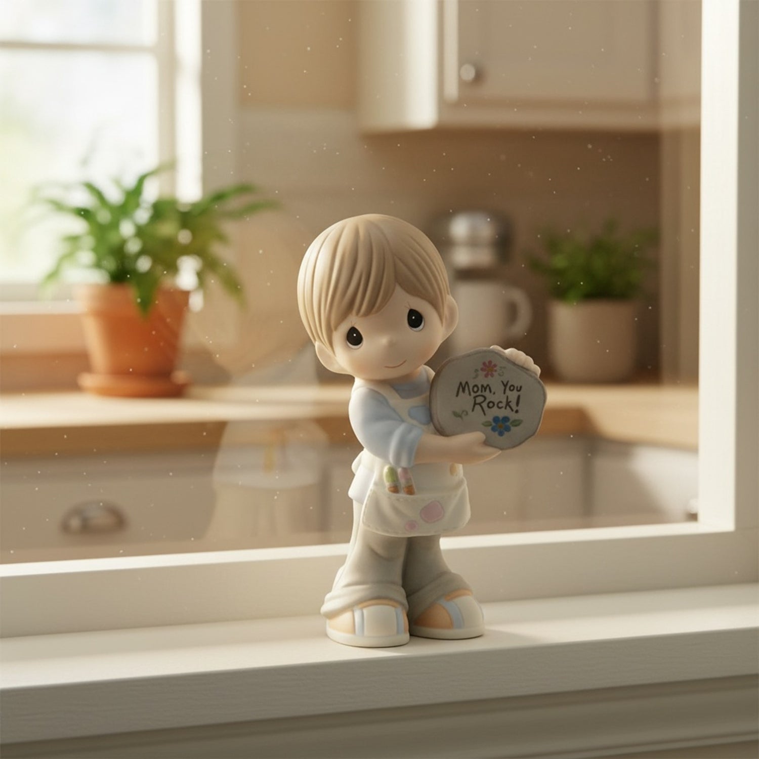 Precious Moments "Mom, You Rock!" Brunette Boy Figurine