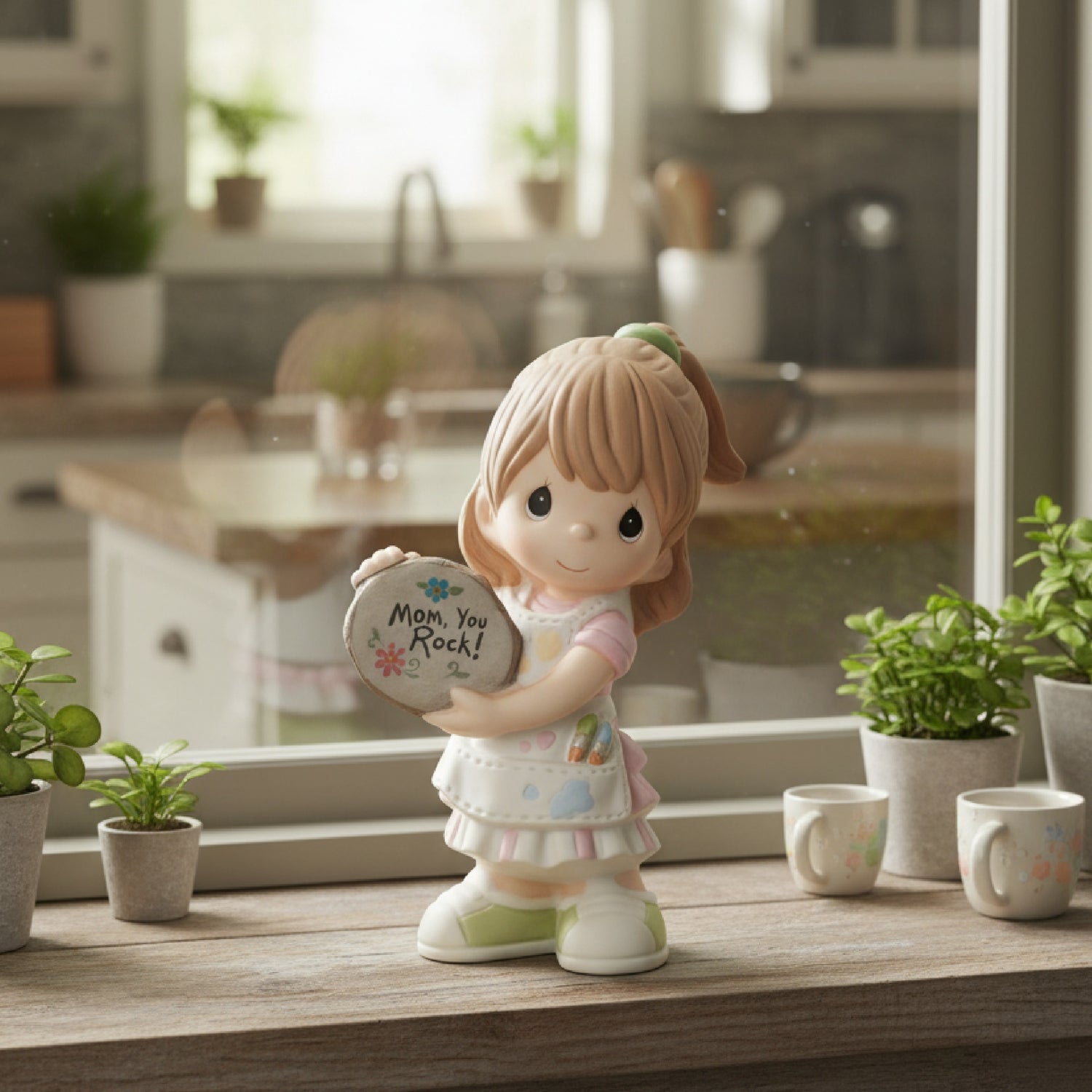 Precious Moments Mom, You Rock! Girl Figurine, Burnette