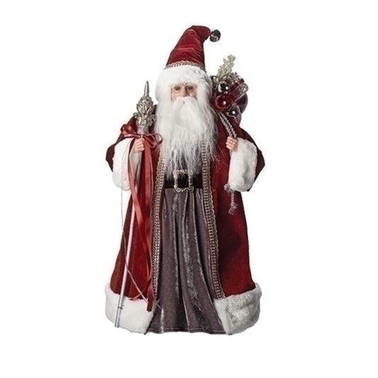 Red and White 18" Santa with Gift Sack Christmas Tree Topper, Unlit