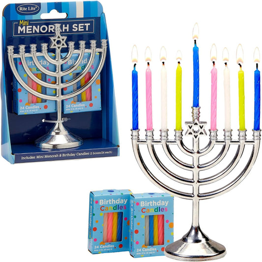 Rite Lite Mini Menorah Set with 48 Birthday Candles
