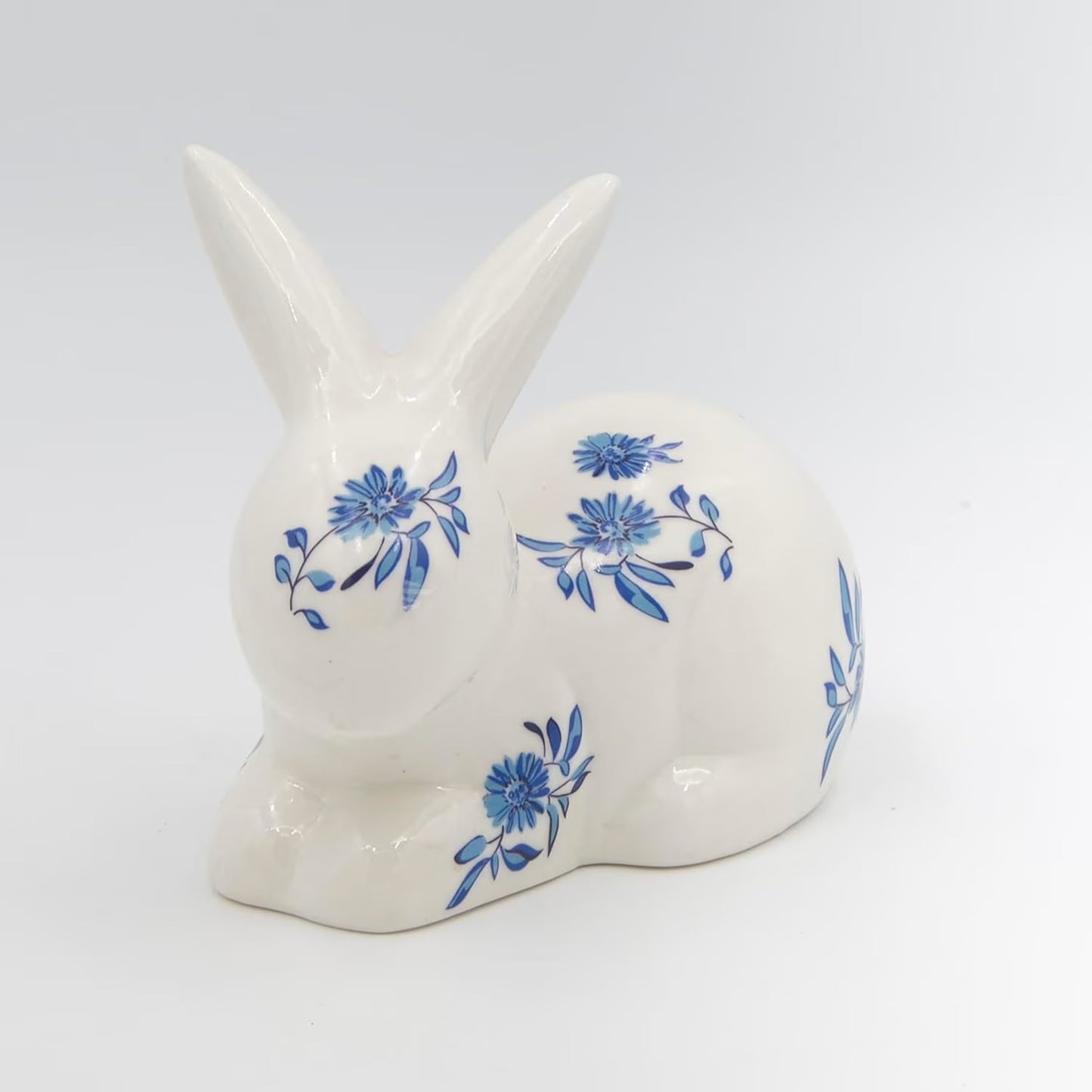 Roman Laying Blue Willow Bunny Figure