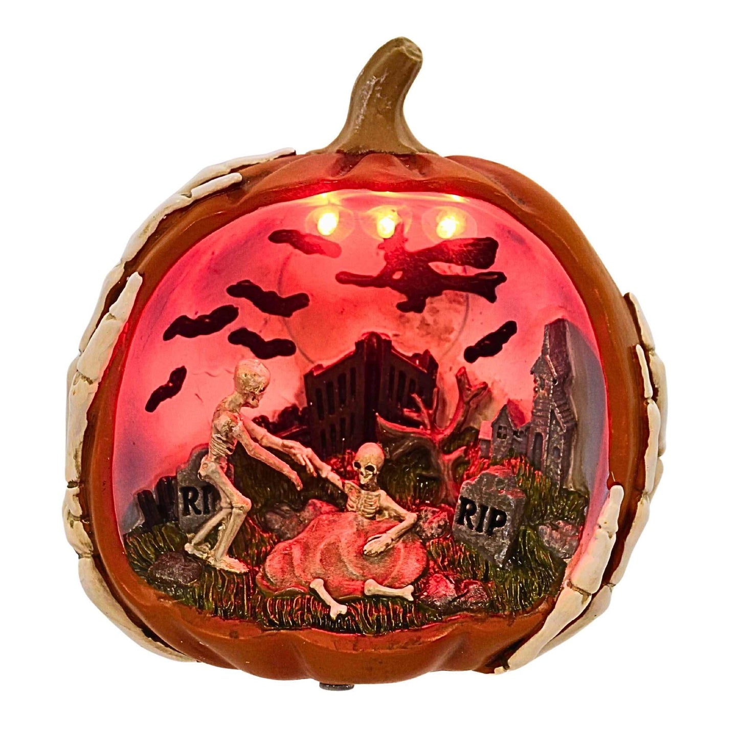 Roman Halloween Lighted Orange Pumpkin Scenic Haunted Jack O Lantern