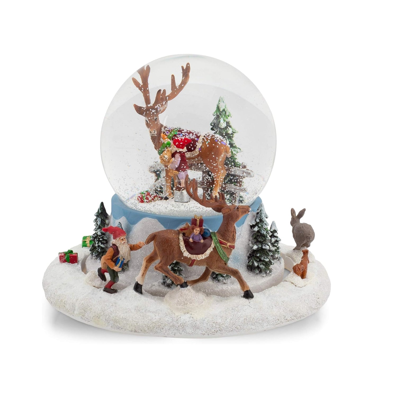 Roman 133580 Musical Elves Chasing Deer Dome, 5.7 inch