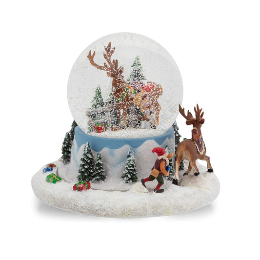 Roman 133580 Musical Elves Chasing Deer Dome, 5.7 inch