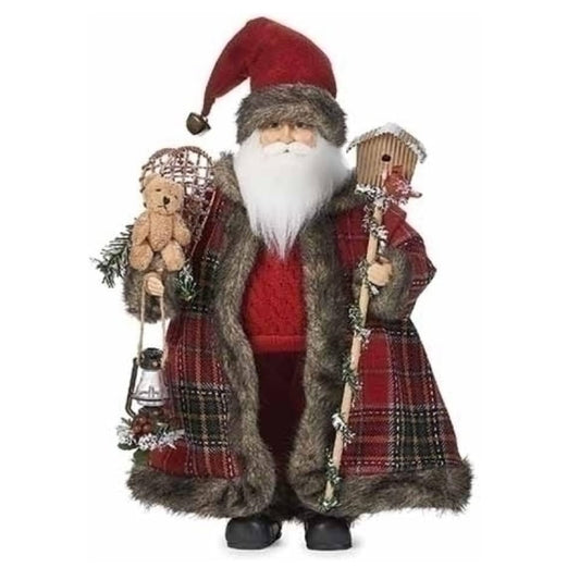 Roman 16.75" Standing Santa with Plaid Jacket Christmas Figurine