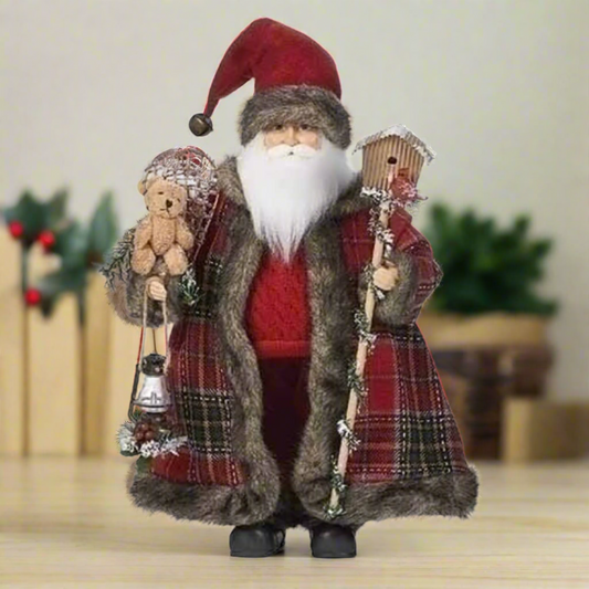 Roman 16.75" Standing Santa with Plaid Jacket Christmas Figurine