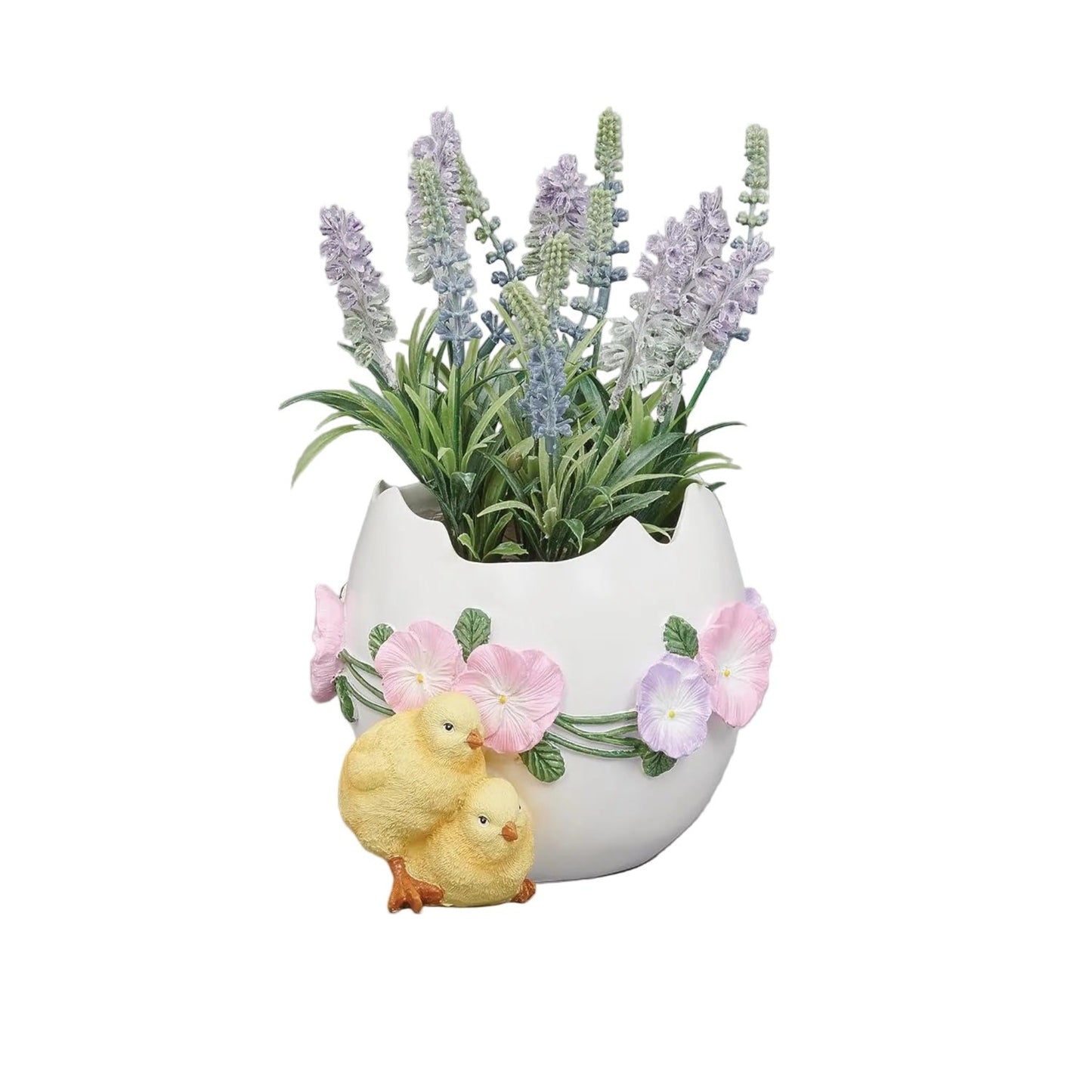 Roman, 5.5" Egg Planter with Chicks, Decorative Spring Planter with Floral Details, Easter Tabletop Decor