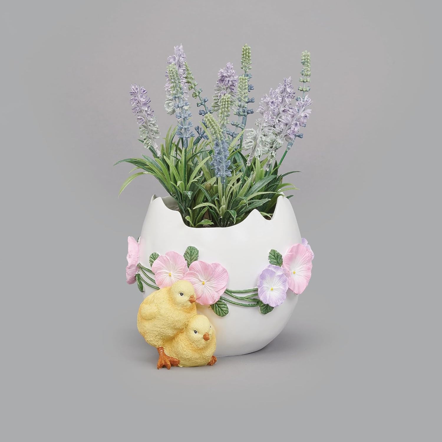 Roman, 5.5" Egg Planter with Chicks, Decorative Spring Planter with Floral Details, Easter Tabletop Decor