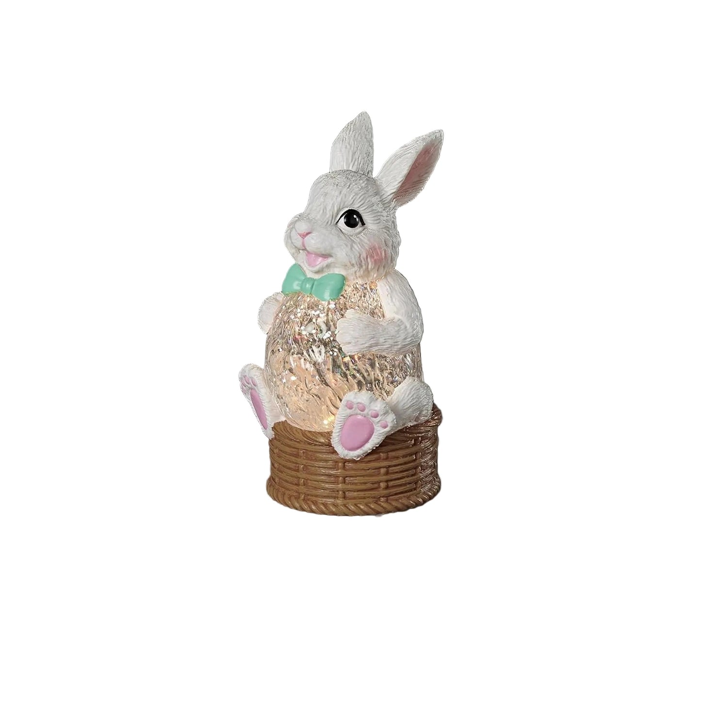 Roman, 5.5" LED Bunny Shimmer Light, Lighted Easter Bunny Figurine with Crackled Glow