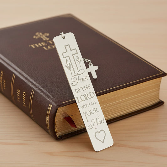 Roman, 5” H Trust in The Lord Metal Bookmark with Cross Charm