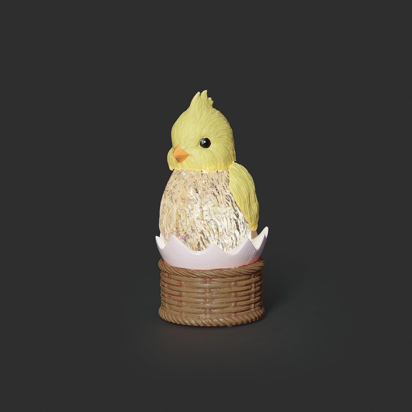 Roman, 5" LED Chick Shimmer Light, Lighted Easter Chick Figurine with Crackled Glow, Spring Tabletop Decor