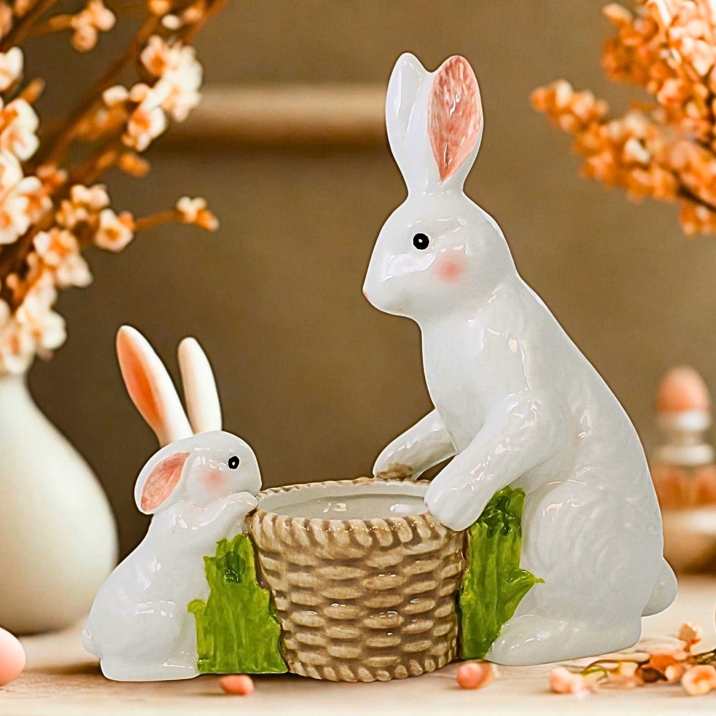 Roman Adult & Baby Bunny Planter