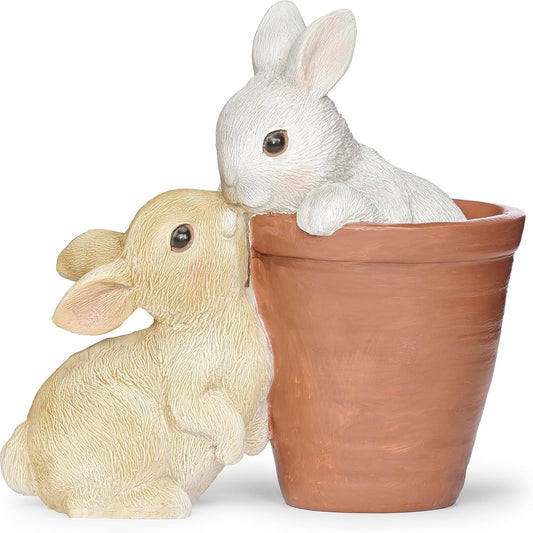 Roman Bunny & Flowerpot Figure
