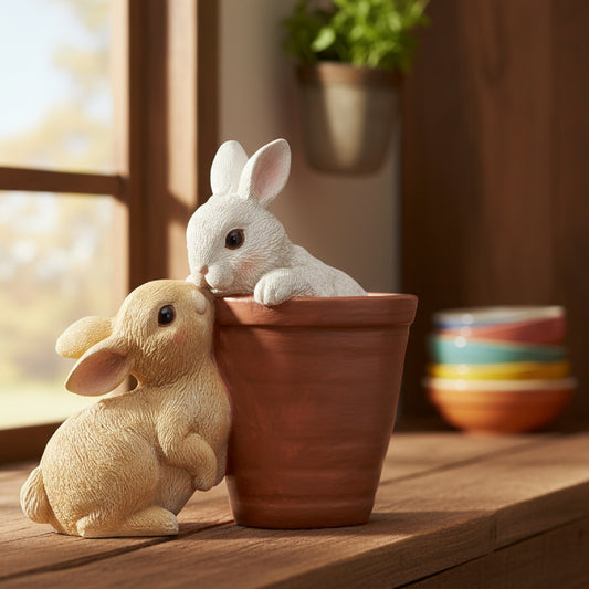 Roman Bunny & Flowerpot Figure