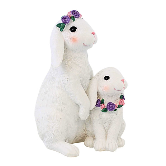 Roman Easter Bunny Duo with Flower Crown & Necklace