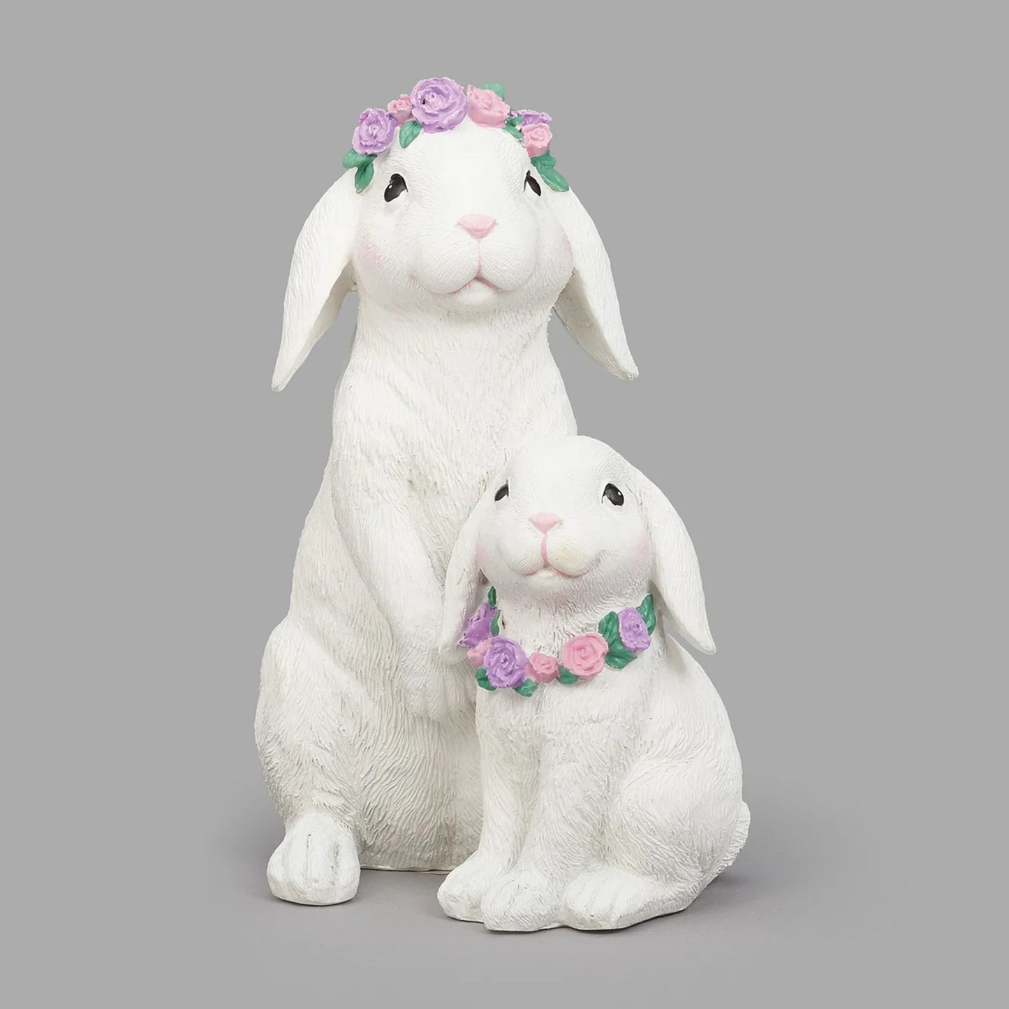 Roman Easter Bunny Duo with Flower Crown & Necklace