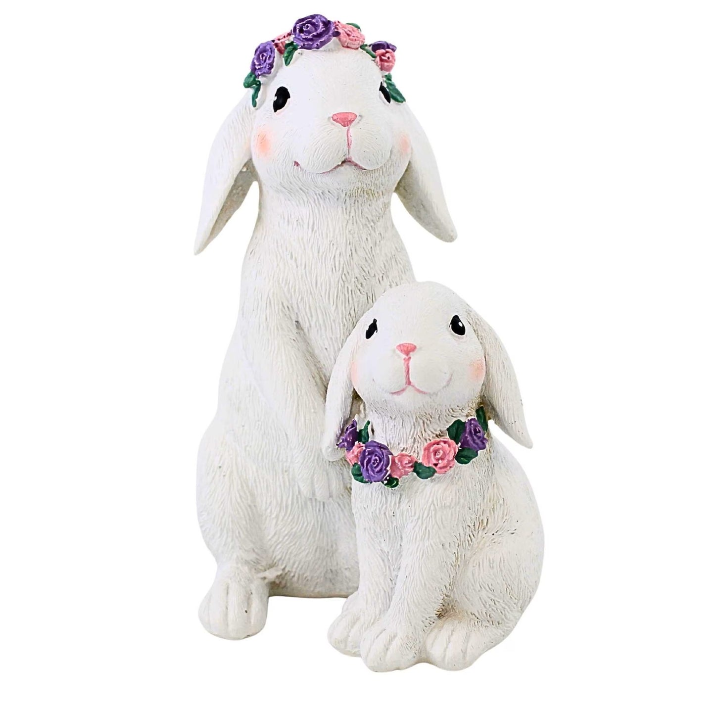 Roman Easter Bunny Duo with Flower Crown & Necklace