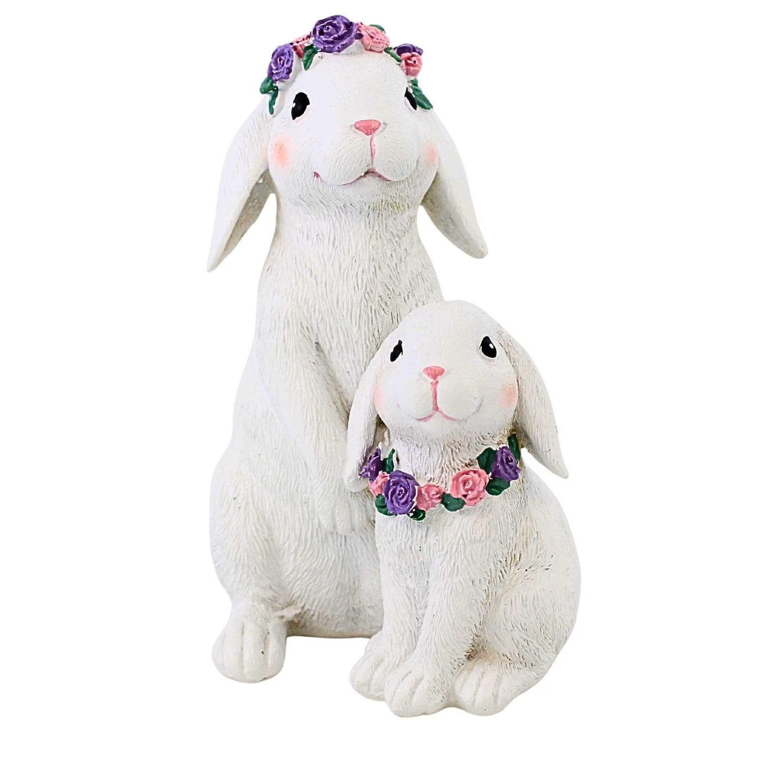 Roman Easter Bunny Duo with Flower Crown & Necklace