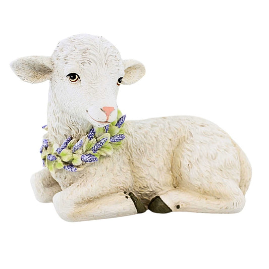 Roman Easter Seated Lamb with Floral Wreath