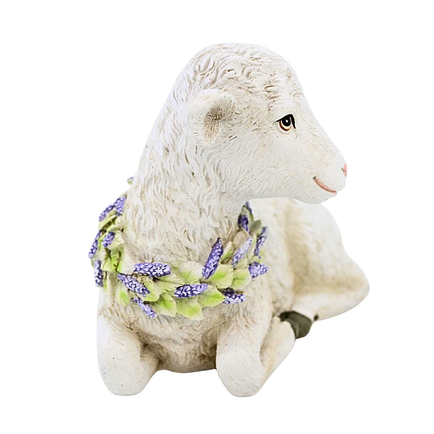 Roman Easter Seated Lamb with Floral Wreath