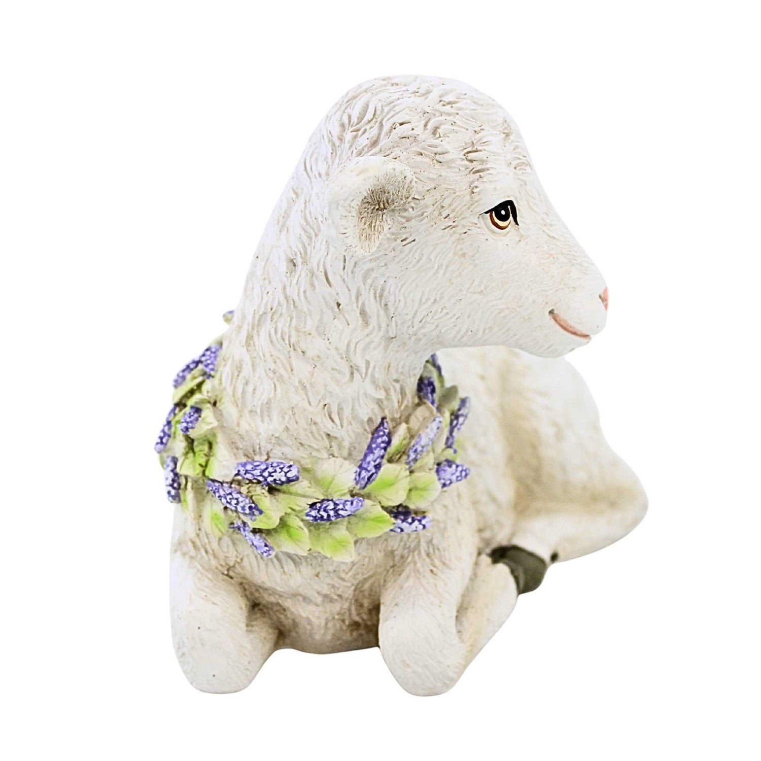 Roman Easter Seated Lamb with Floral Wreath