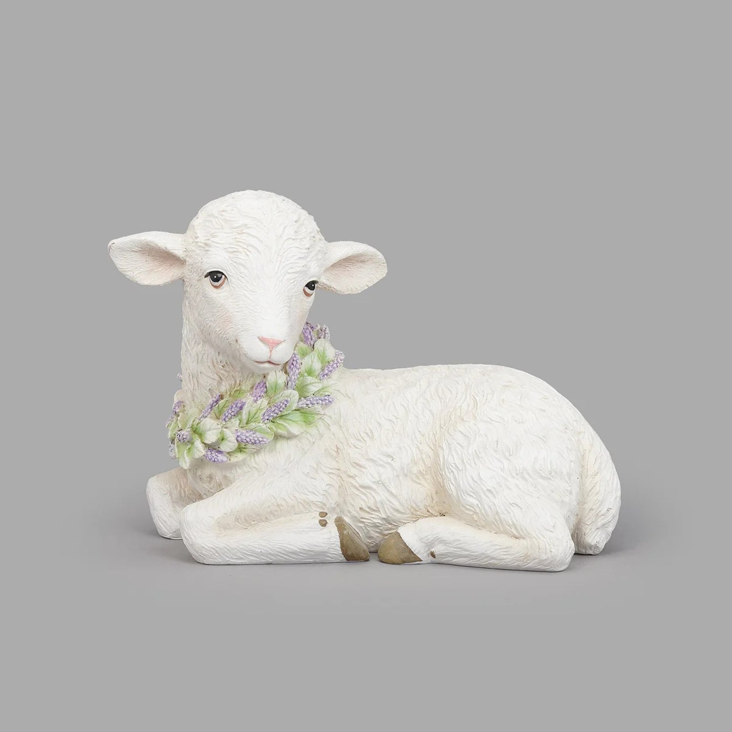 Roman Easter Seated Lamb with Floral Wreath