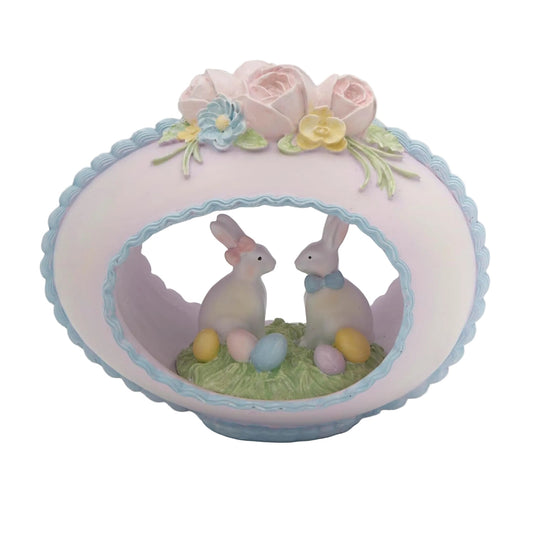 Roman Easter Sugar Egg Figure with Two Bunnies