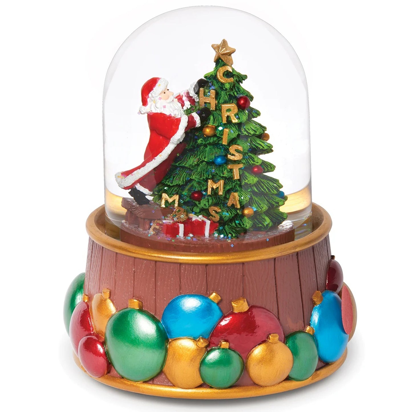 Roman Glitterdome Musical Santa Decorating Tree – "We Wish You a Merry Christmas" Tune