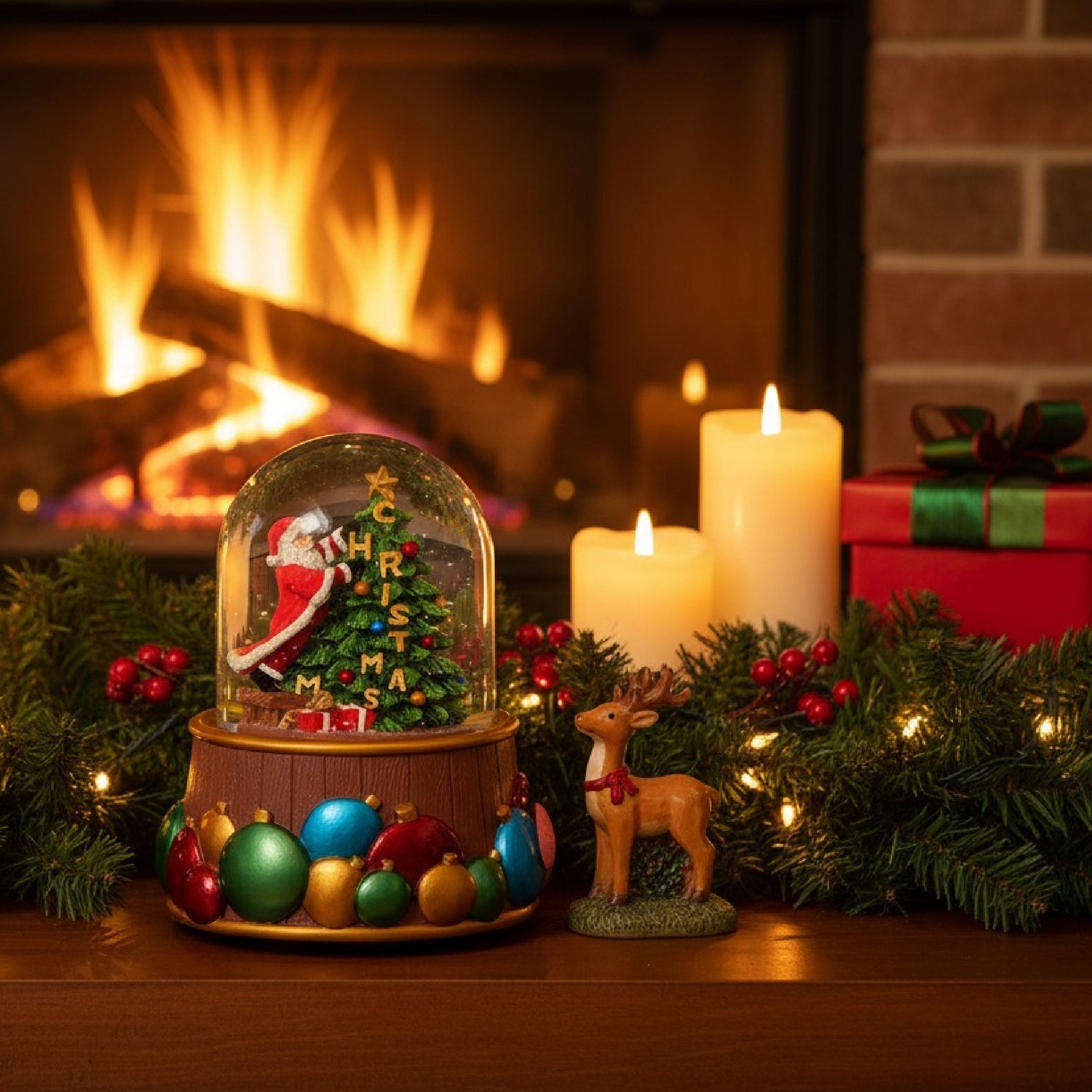 Roman Glitterdome Musical Santa Decorating Tree – "We Wish You a Merry Christmas" Tune