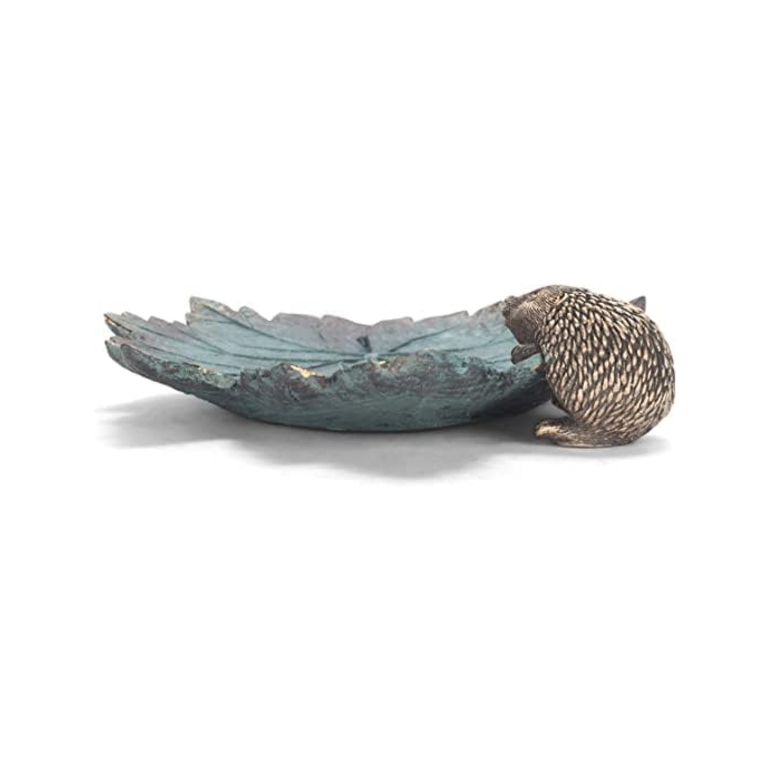 Roman Hedgehog on Leaf Resin Bird Feeder Dish