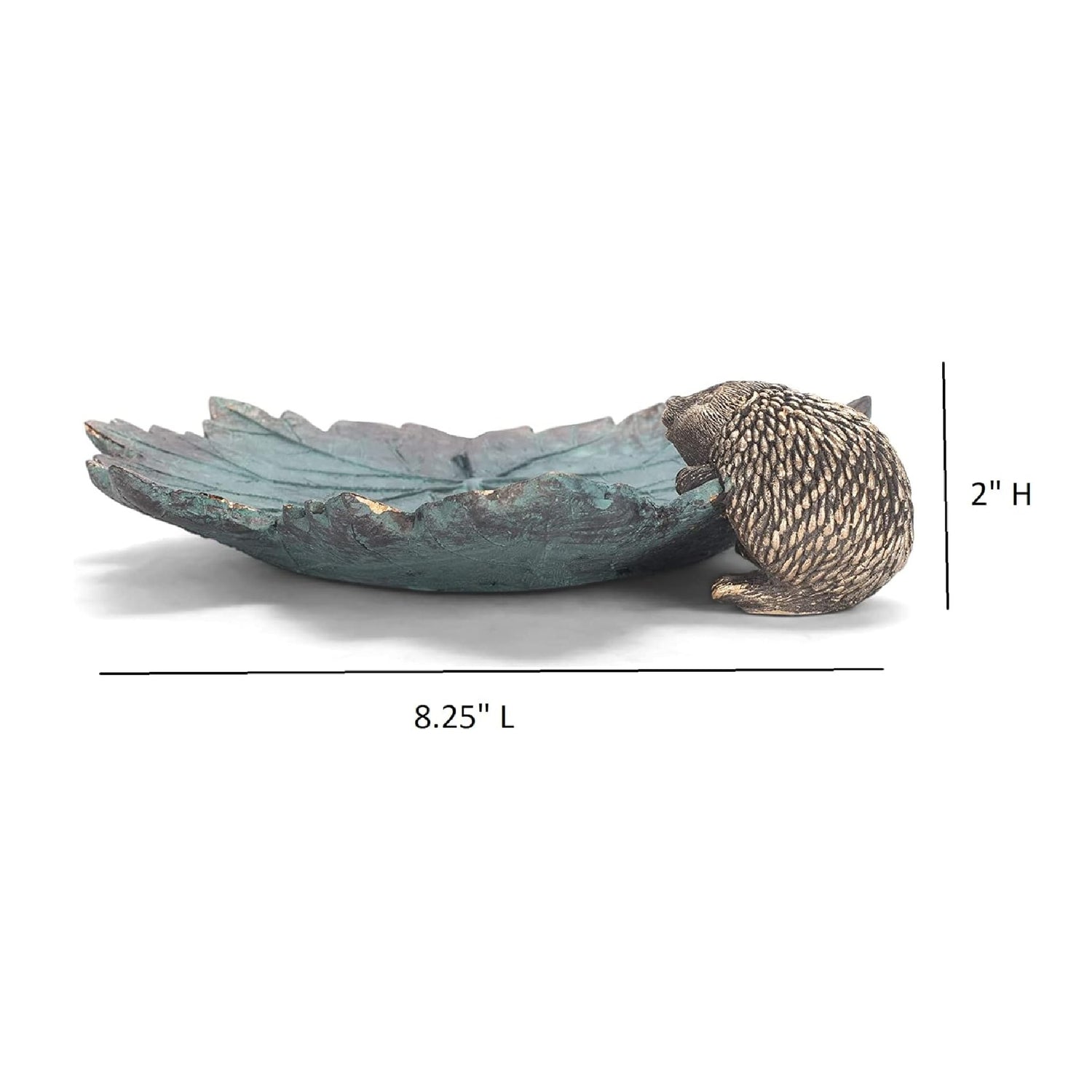 Roman Hedgehog on Leaf Resin Bird Feeder Dish