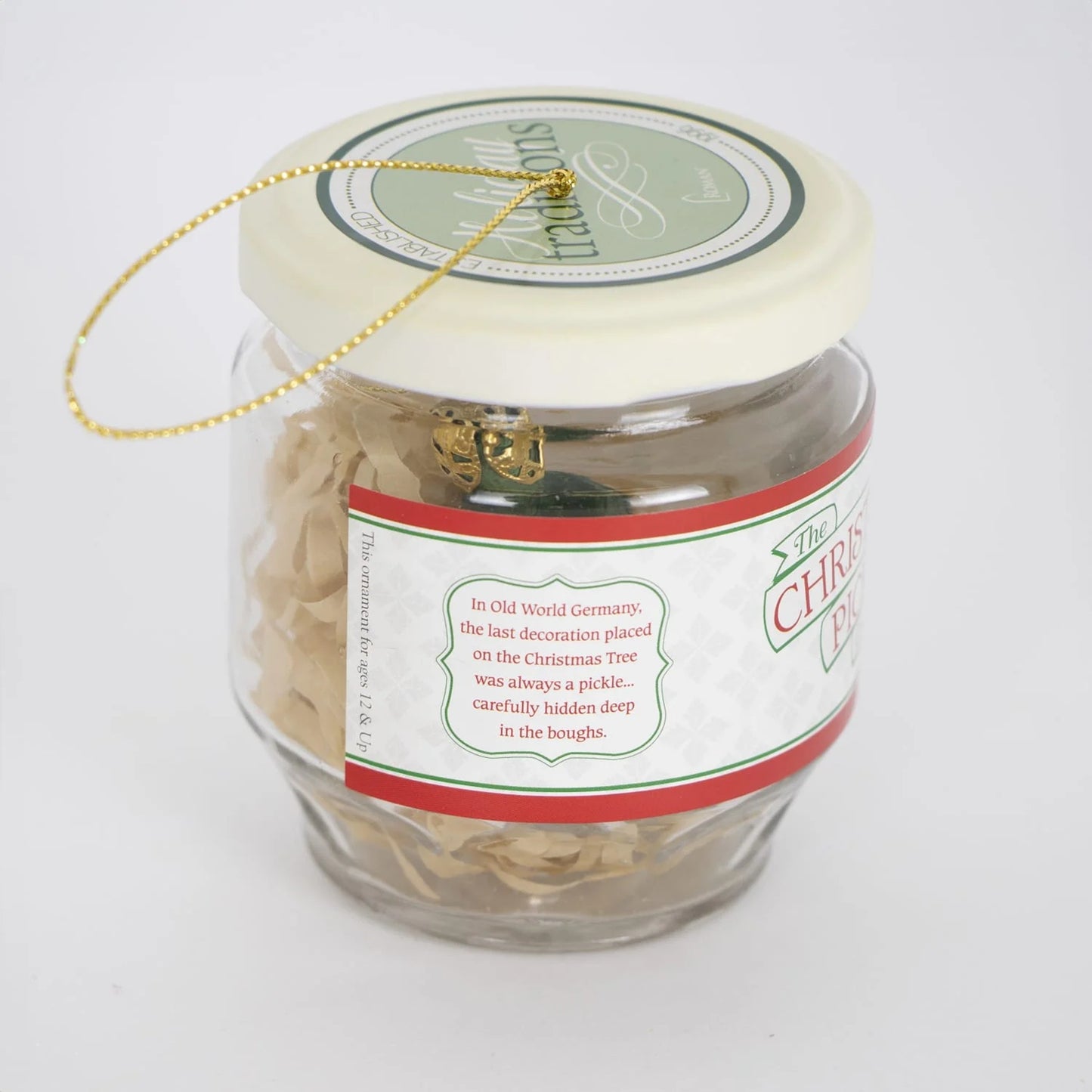 Roman Holiday Traditions Christmas Pickle Ornament in a Glass Jar Set