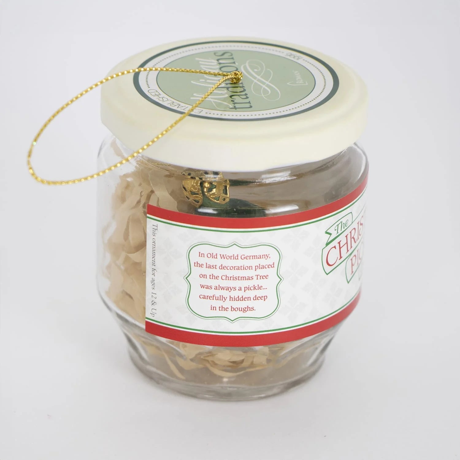 Roman Holiday Traditions Christmas Pickle Ornament in a Glass Jar Set