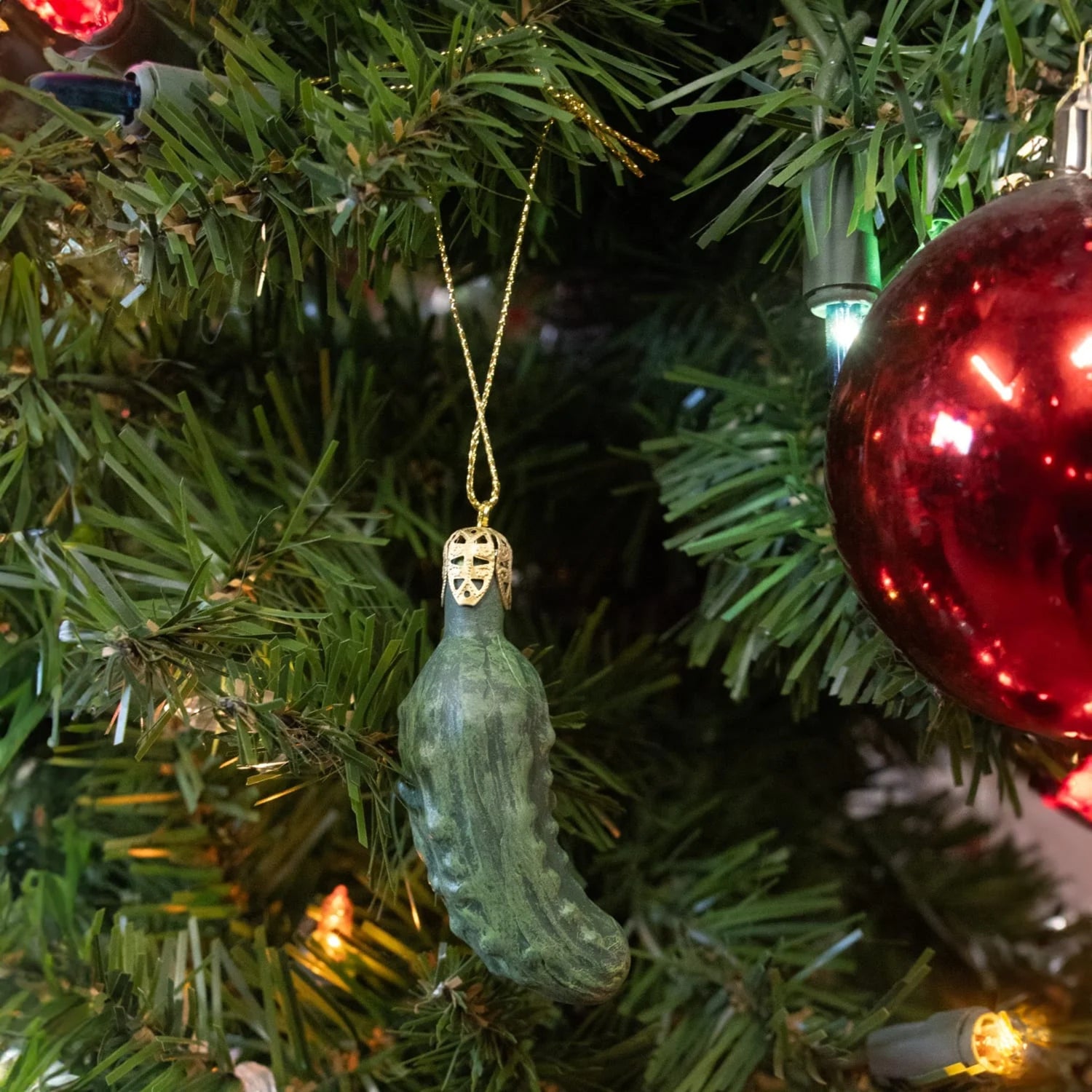 Roman Holiday Traditions Christmas Pickle Ornament in a Glass Jar Set