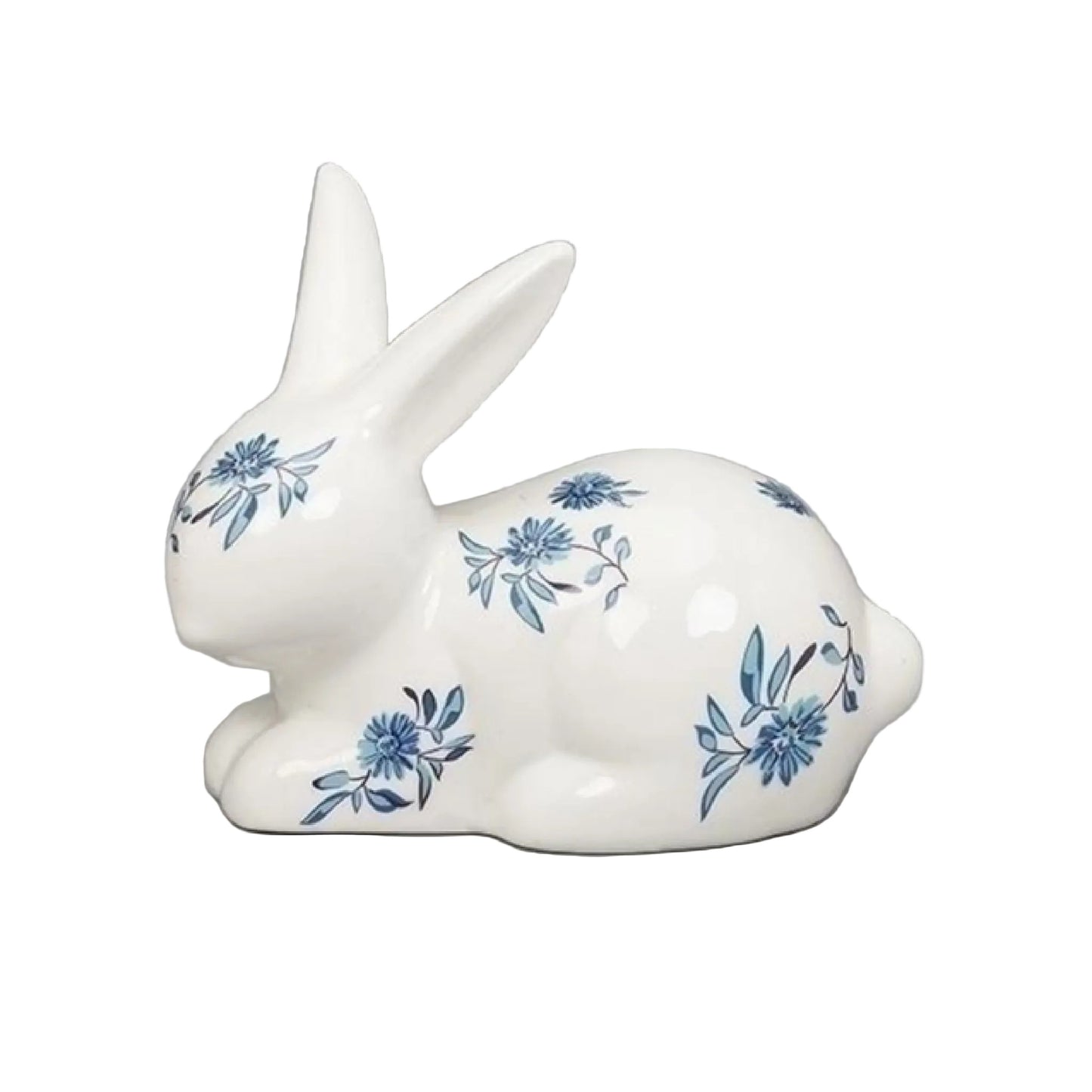 Roman Laying Blue Willow Bunny Figure