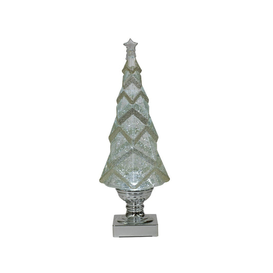Roman Led Swirl Tree Silver White Glitter, 14 inch