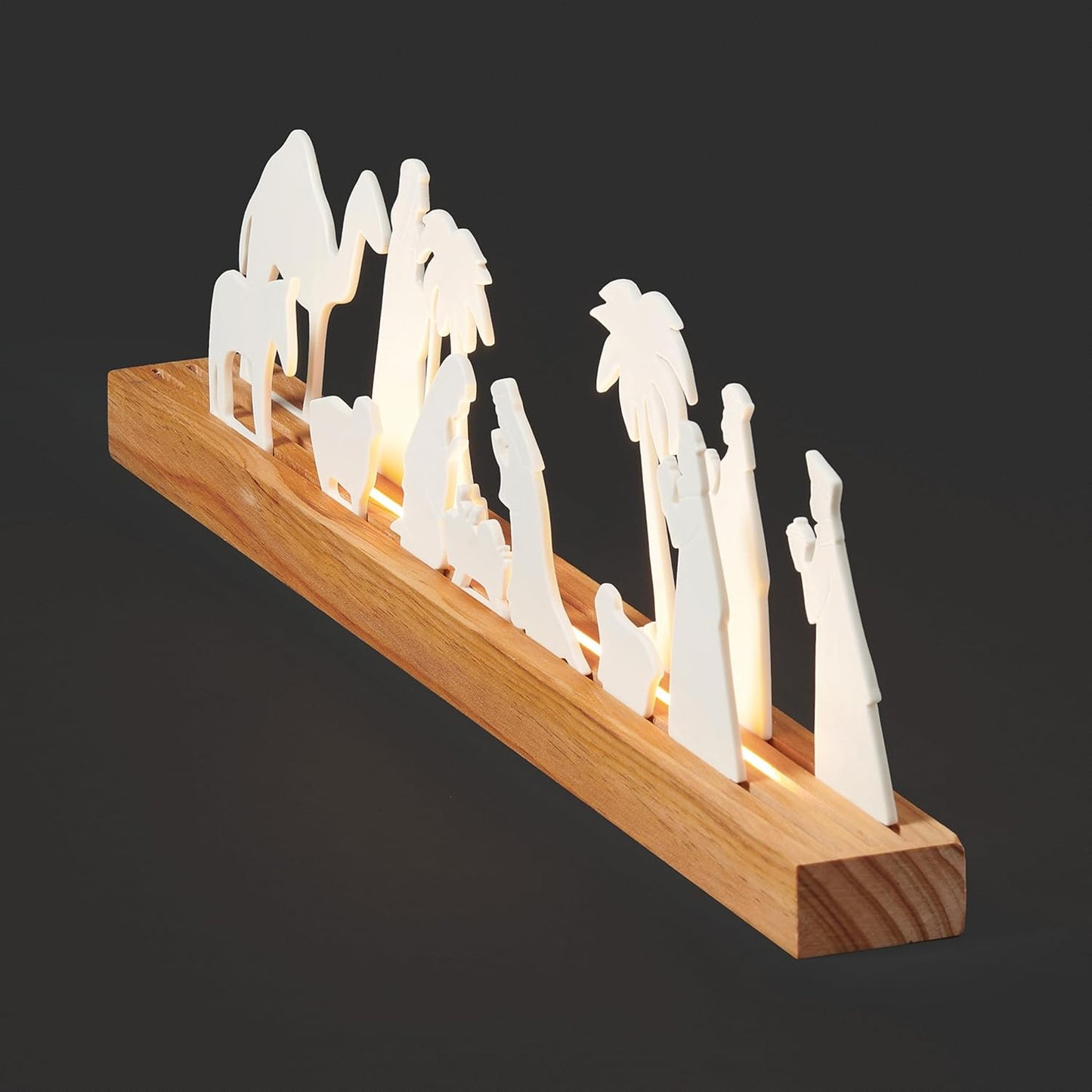 Roman Lighted 2D Nativity Scene with Wood Base