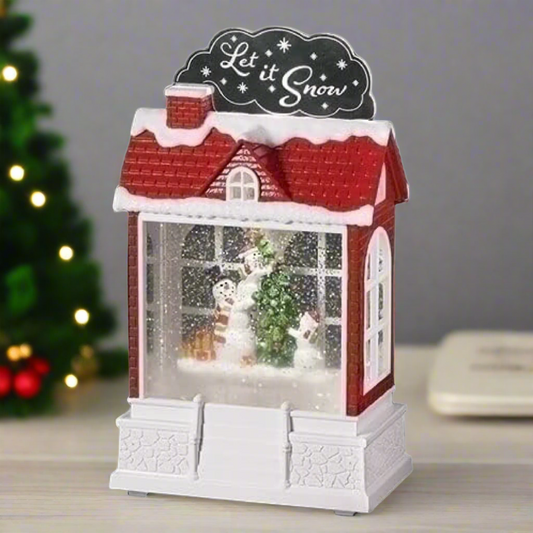 Roman Lighted Let It Snow Swirl House, 9-inch Height, Plastic