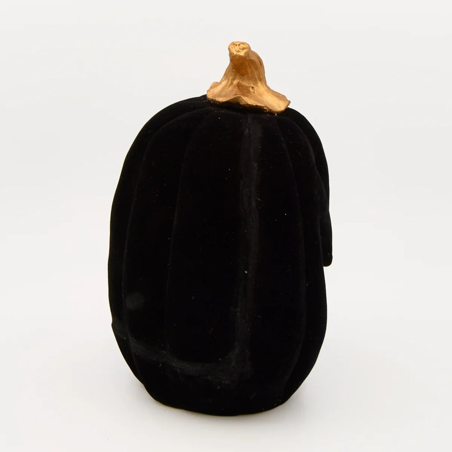 Roman Lighted Swirl Black Flock Pumpkin