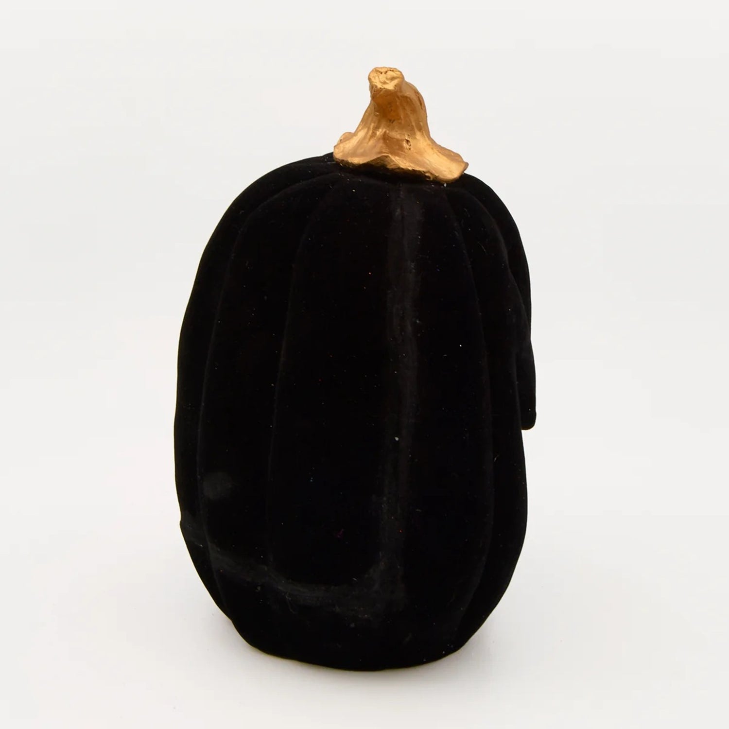 Roman Lighted Swirl Black Flock Pumpkin