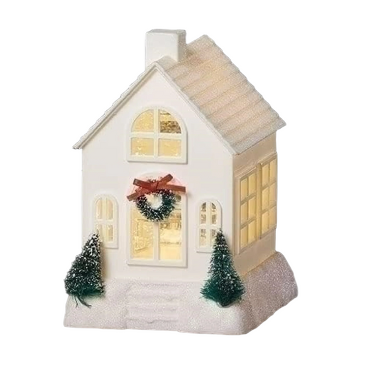 Roman Lighted Swirl House Tree and Wreath, 5.5-inch Height, Plastic