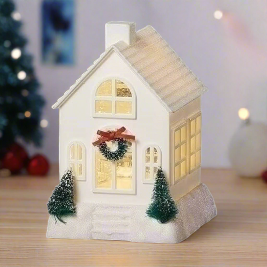 Roman Lighted Swirl House Tree and Wreath, 5.5-inch Height, Plastic