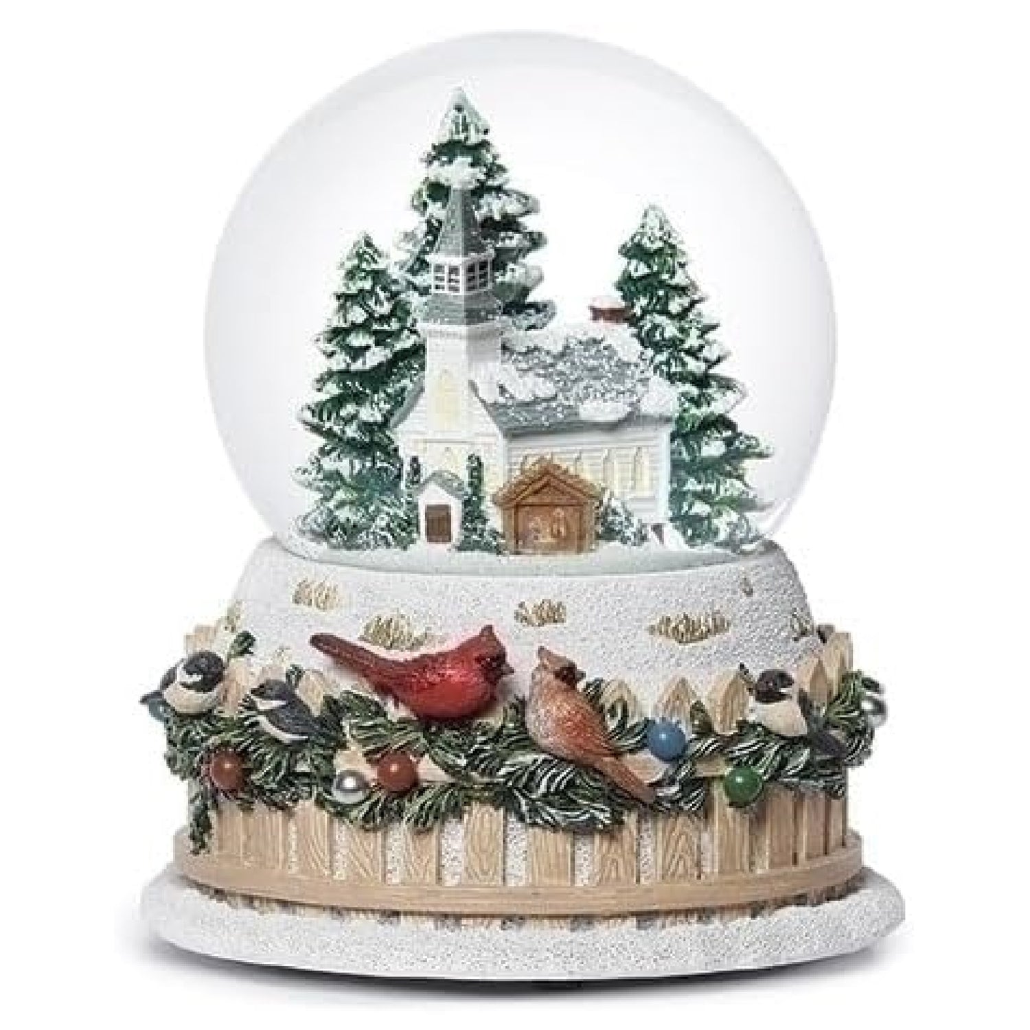 Roman Musical Dome Chruch with Birds, 5.7-inch Height, Christmas Decoration