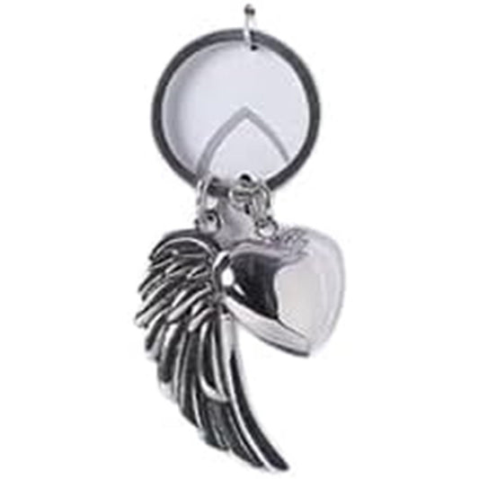 Roman Silver-Tone Guardian Angel Wing Keychain with Heart Charm