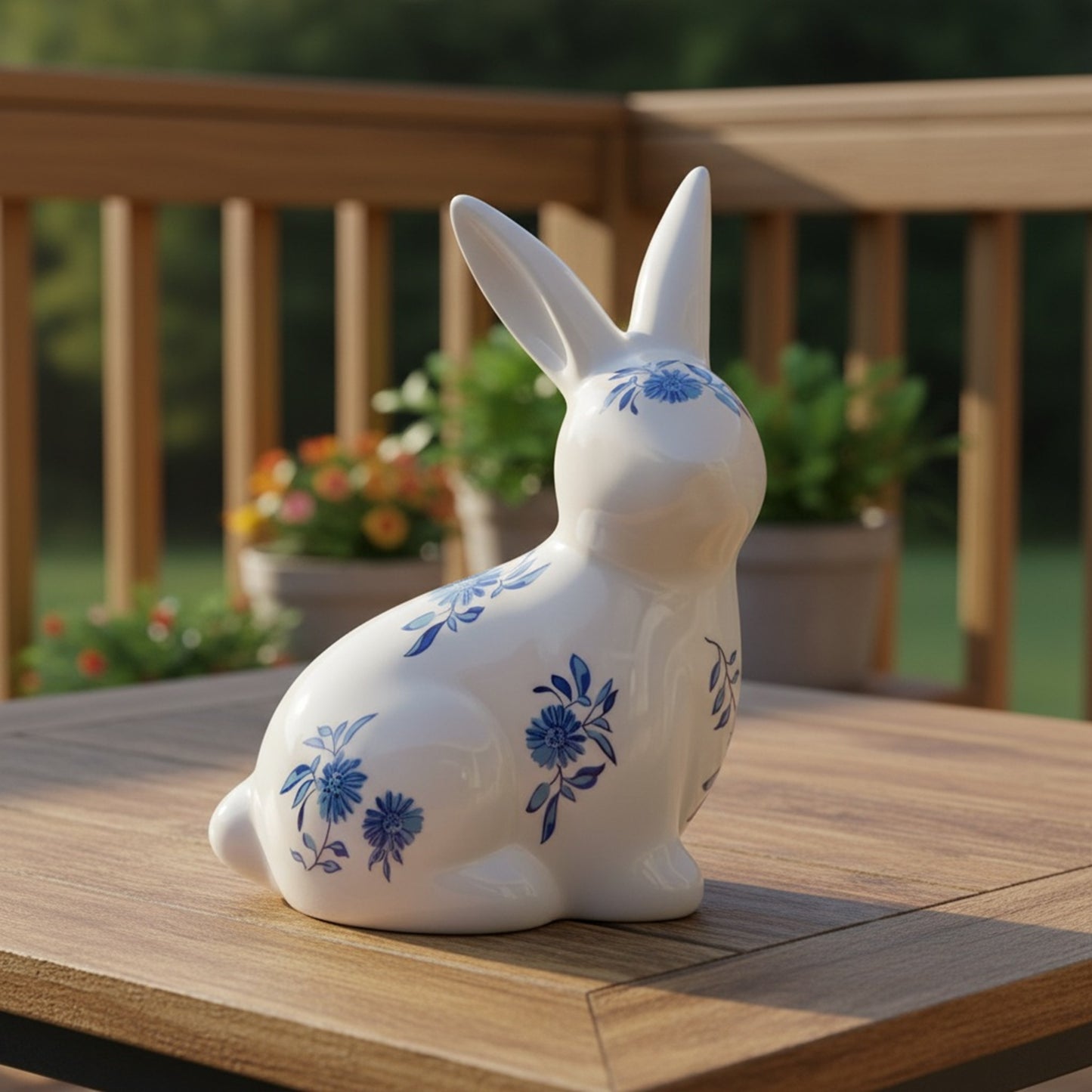 Roman Sitting Blue Willow Bunny Figure