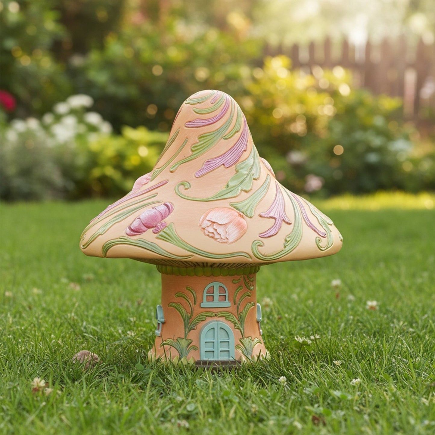Roman Whimsical Mushroom Cottage Figure