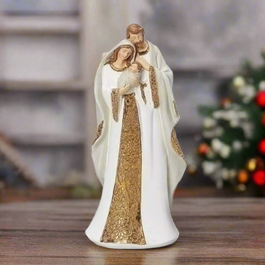 Roman White and Gold Pattern Holy Family Figurine